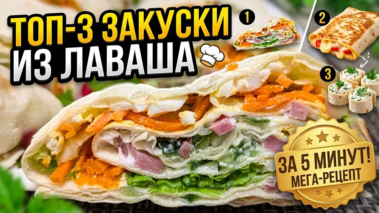 У меня есть пита — я приготовлю ВОТ ЭТО! 🌯 ТОП-3 самых популярных закусок за 10 минут!