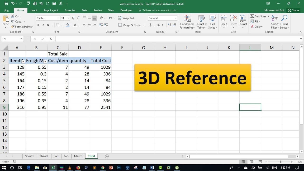 3D References in MS Excel | Microsoft Excel Tutorial (2016) [Hindi/Urdu]