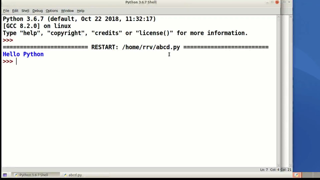 First Python Program in UBUNTU