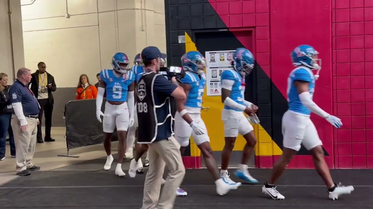 Ole Miss football team out of the locker room @ the 2026 Fiesta Bowl Glendale Az State Farm stadium