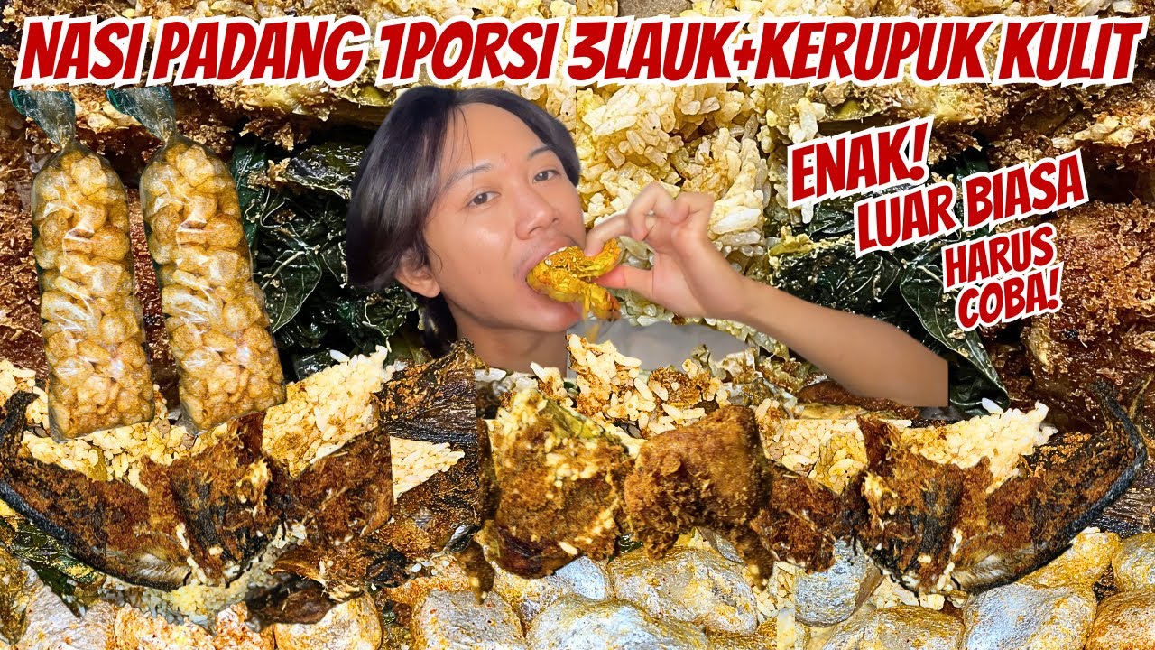NASI PADANG PORSI JUMBO: 3 LAUK + KERUPUK KULIT! 😋🍛 SENSASI LEZATNYA BIKIN NAGIH!