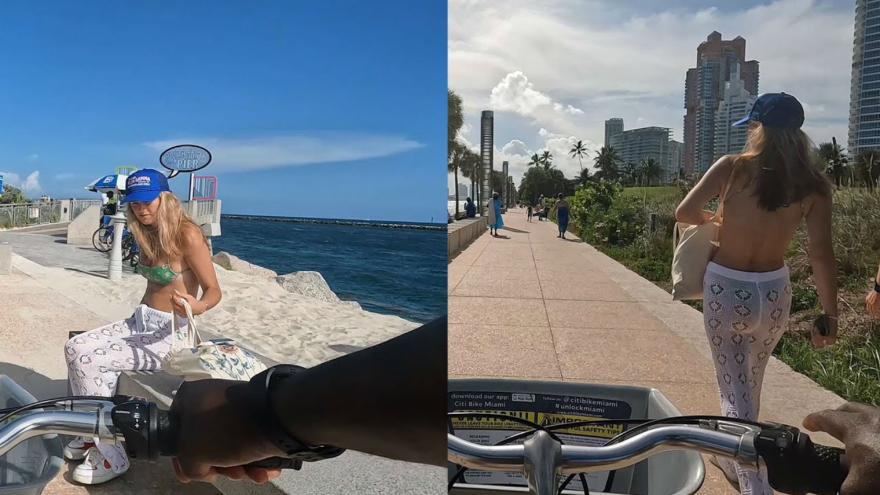 Biking through SOFI in Miami Beach