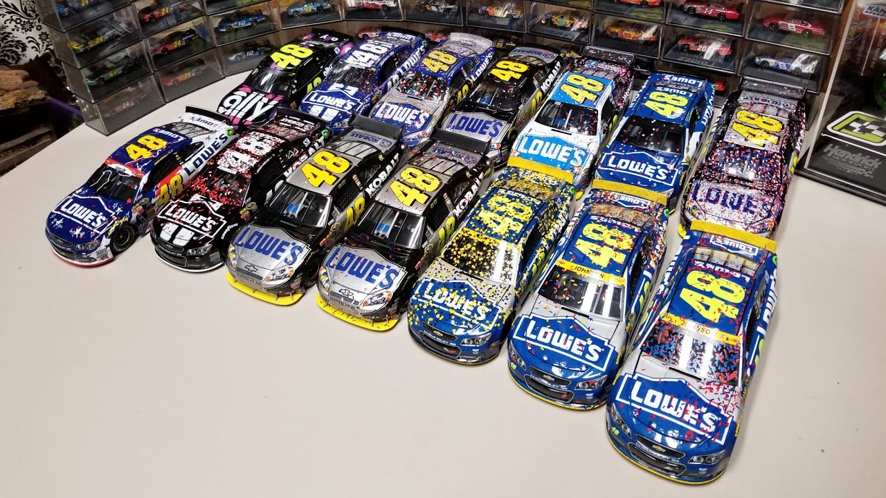 Showing off my Jimmie Johnson Race Win Diecasts. (Thanks for all the Memories 7 Time)