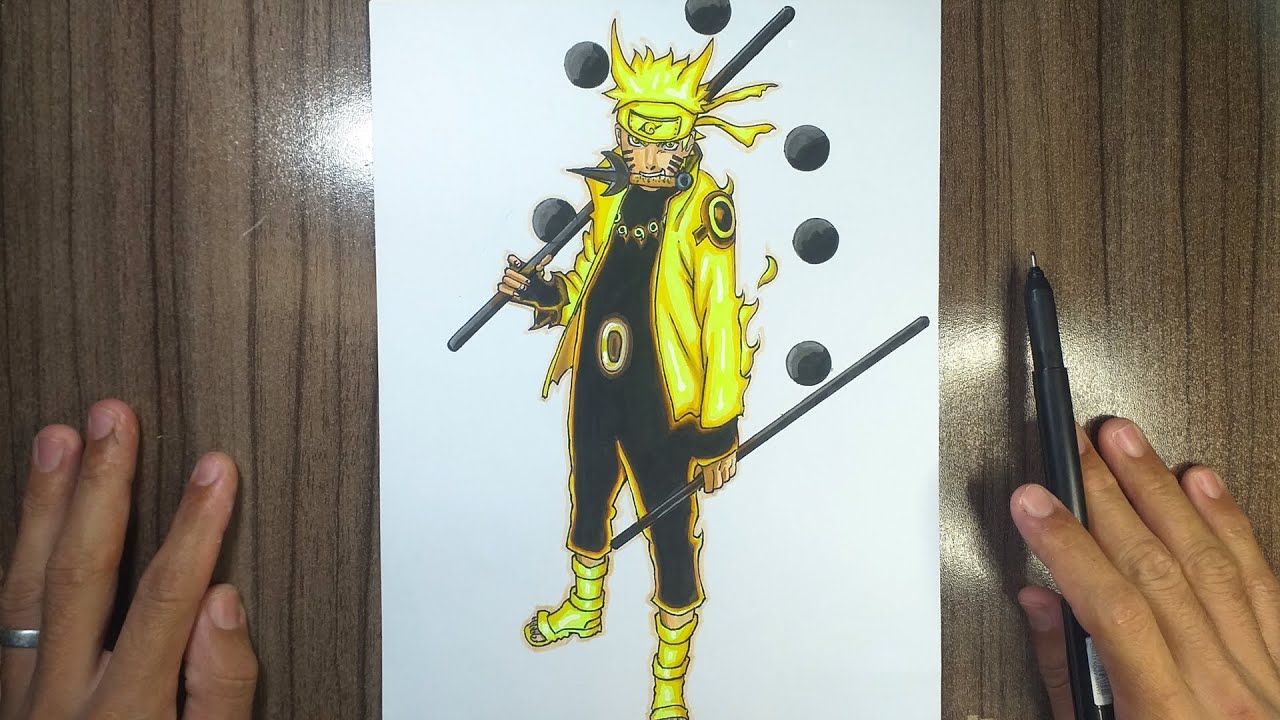 cómo dibujar Naruto modo RIKUDOU