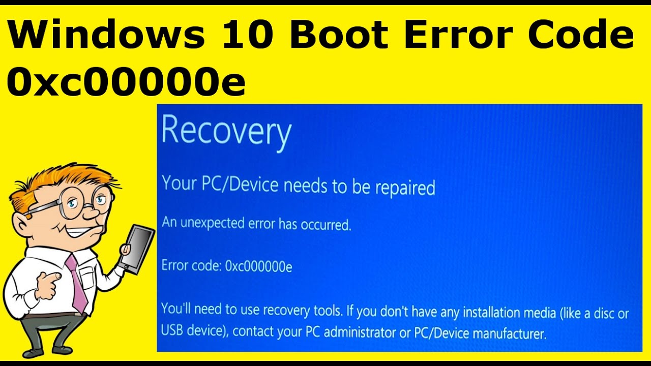 (Легкое решение) Код ошибки загрузки Windows 10 0xc00000e BSOD