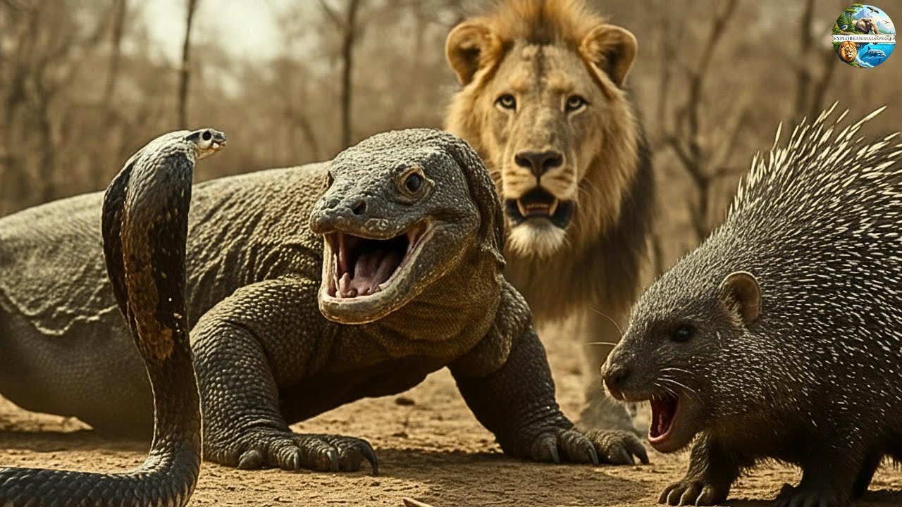 Lion vs. King Cobra: Who Is the Real King? | Komodo Dragon Defeats Porcupine
