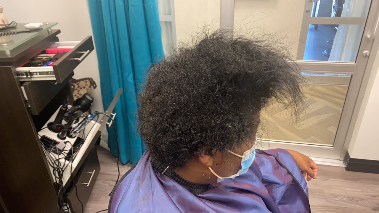 Silk press on short natural hair
