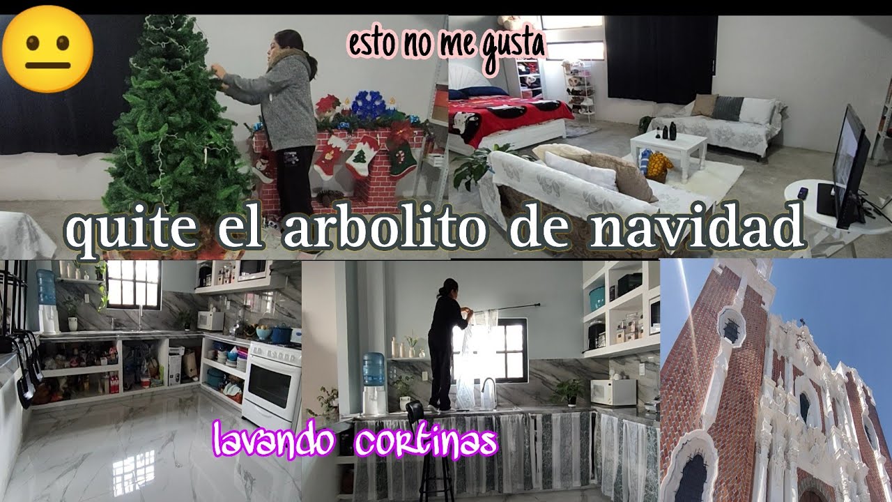 se va el pino navideño 🎄/ esto no me gusta de la navidad 😐/ lavando cortinas ✅