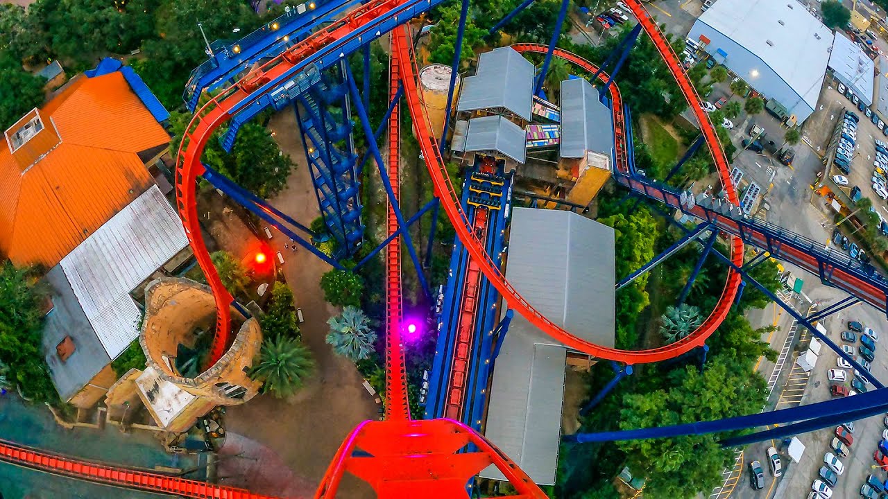 SheiKra Roller Coaster AMAZING 4K Front Seat POV Busch Gardens Tampa Theme Park