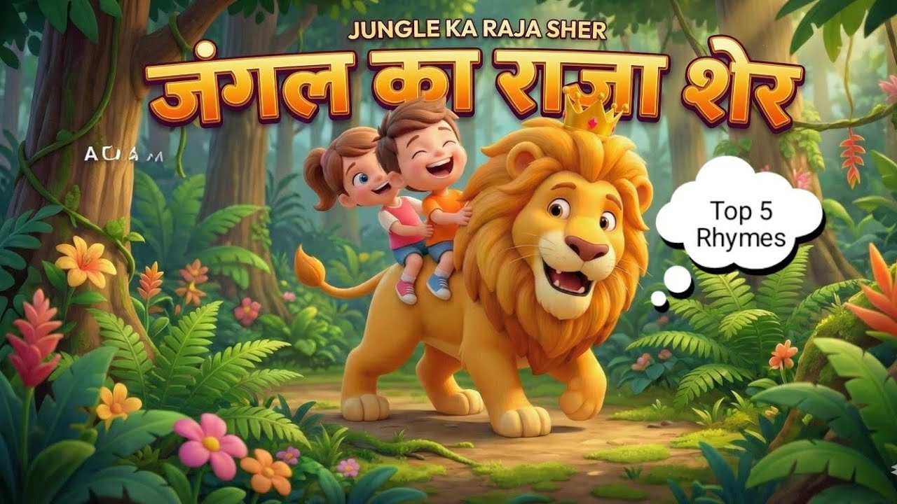 👑Sher Raja aaya re🦁 | Top 5 Rhymes | Nursery rhymes hindi | kids hindi rahyme | Hira kids rhymes 