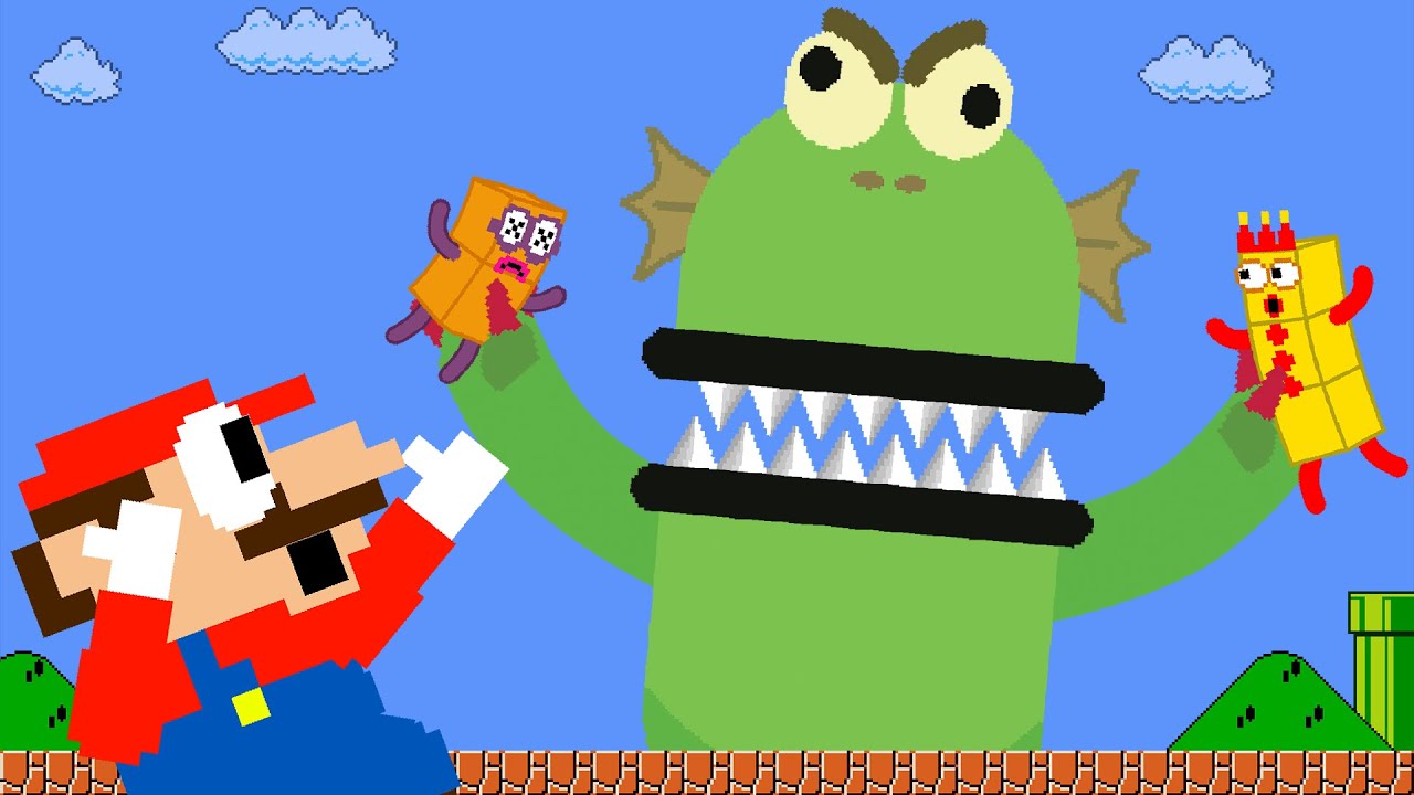 Blockzilla - Numbeblocks Mix Level Up in NEW Super Mario Bros World | Game Animation