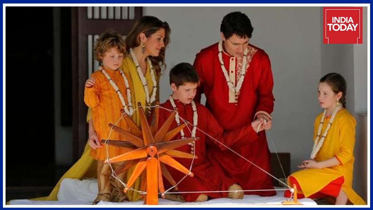 Canadian PM Trudeau, Family Spins Charkha At Sabarmati Ashram