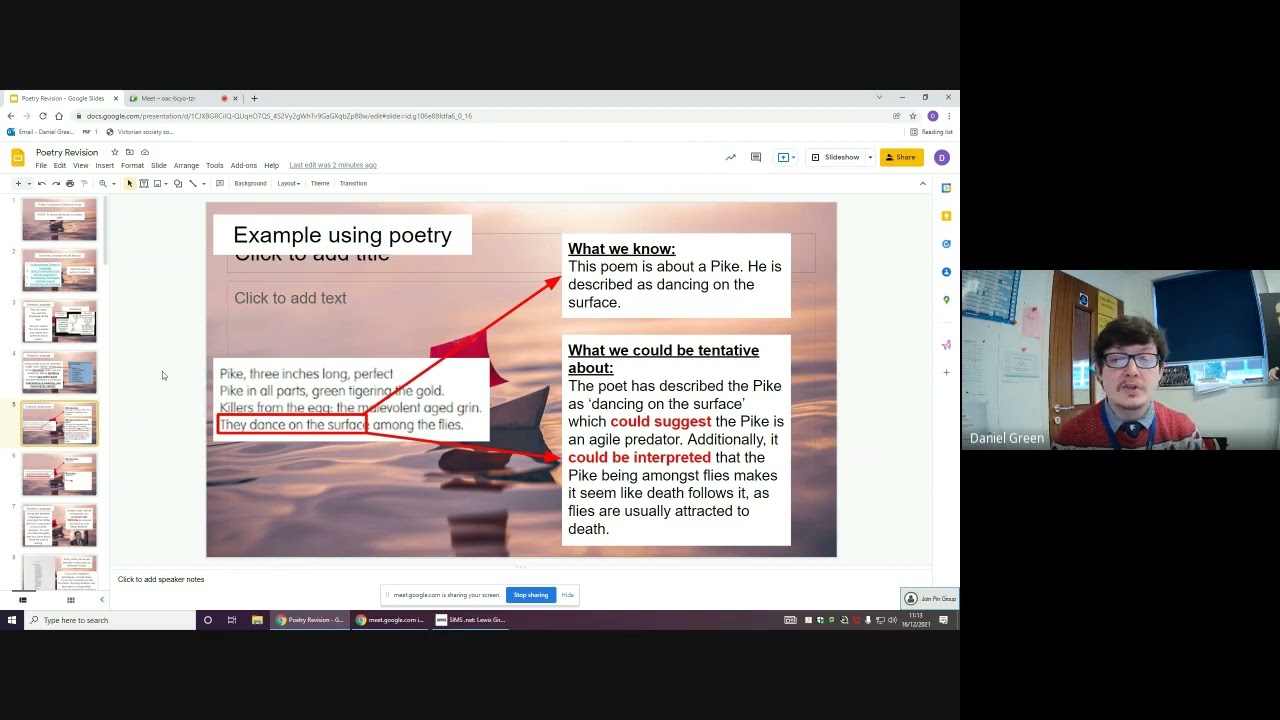 WJEC Unit 1 English Literature Unseen Poetry - Tentative Language