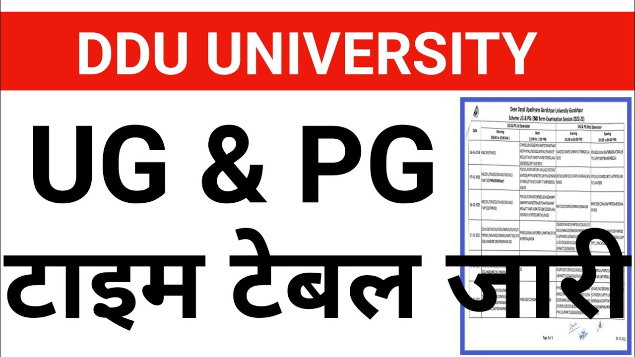 DDU UNIVERSITY NEW TIME TABLE 2022/DDU UNIVERSITY LATEST NEWS TODAY/DDU UNIVERSITY DATE SHEET UG &PG