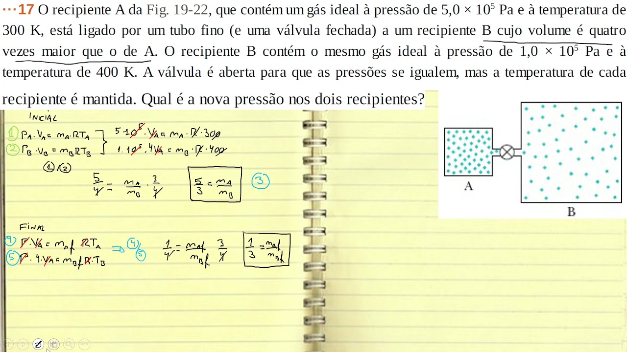 Exercício 17 - cap 19 - Lei dos gases ideais