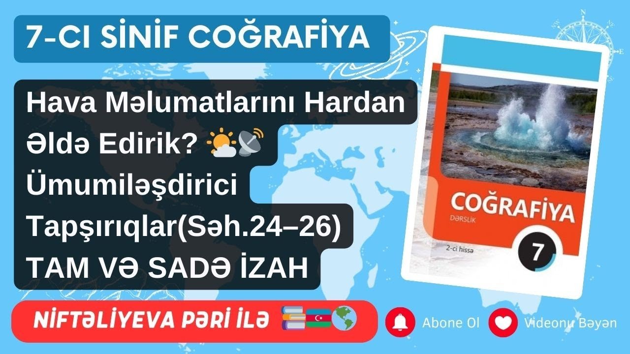 7-ci sinif dərslik mövzu Hava məlumatlarını hardan əldə edirik, Ümumiləşdirici tapşırıqlar 24-26
