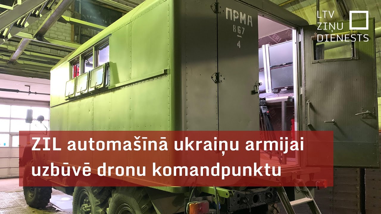 Latvieši kravas automašīnā uzbūvē dronu komandpunktu Ukrainas armijai