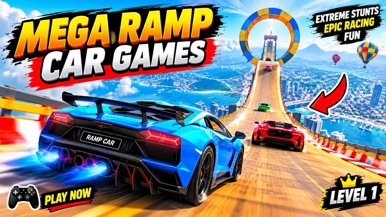 😱🔥 MEGA RAMP CAR CHALLENGE 🚗💨 | Impossible Mega Ramp Stunts 😈 | Crazy Car Racing 🥶🔥 #Gaming #Shorts