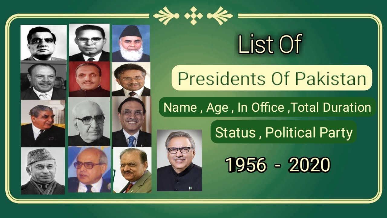 List of All past presidents of Pakistan I Name , Age , Duration , status , Political party