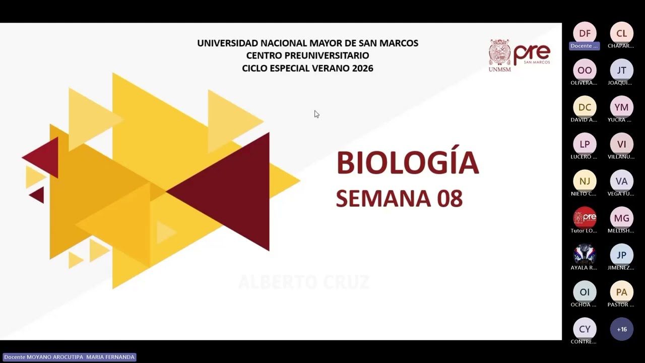 Biología - Semana 08 - Pre San Marcos Ciclo Especial de Verano 2026 (Nuevo Ciclo)