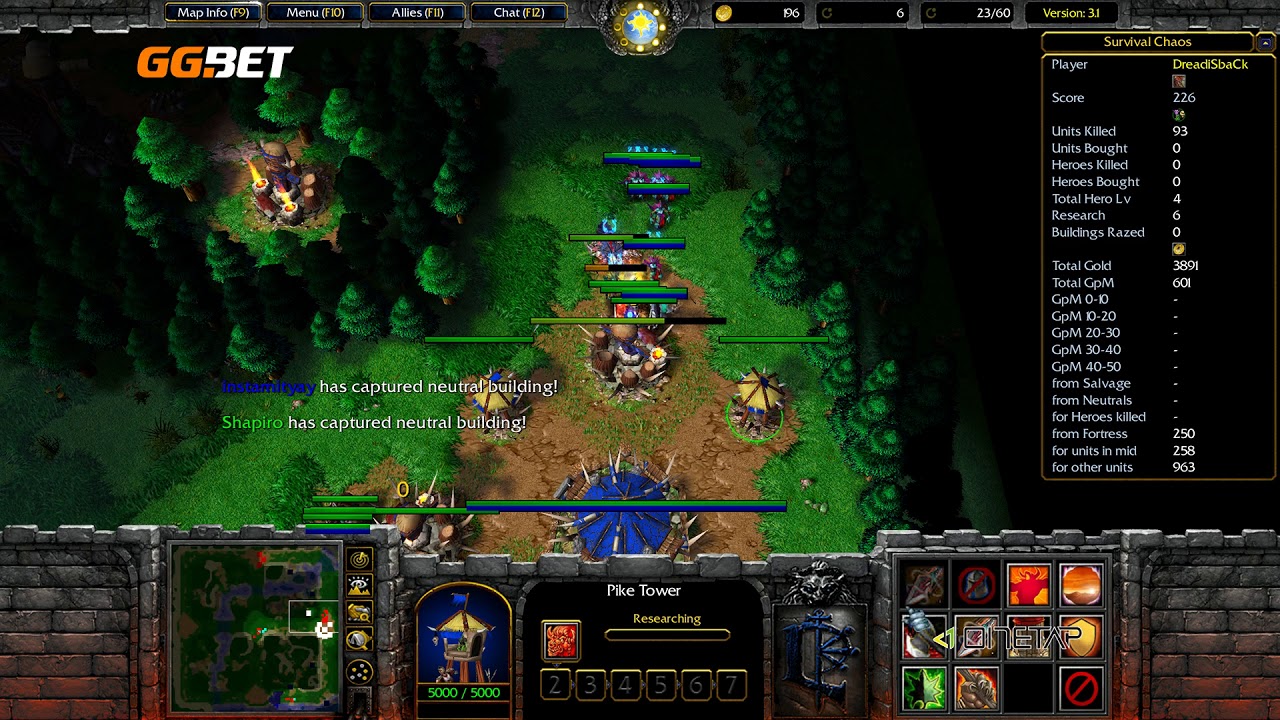Dread's stream | Warcraft III - Survival Chaos / FFA 2x2x2x2x2 | 05.06.2019