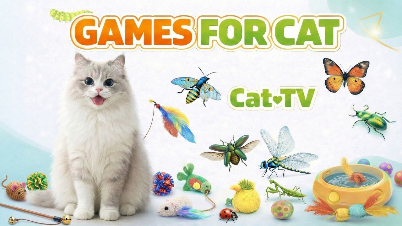CAT GAMES 🐾 3D Cat TV Mayhem – Chicken Run • Chicken Sprint • Cricket Hunt! 😺 | 6 Hours 4K60FPS