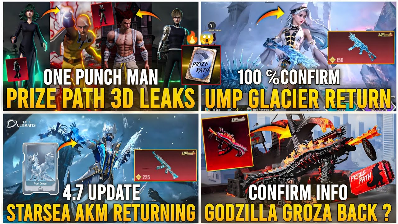 🔴 4.6 NEXT PRIZE PATH 3D LEAKS 🔥😱 UMP GLACIER & STARSEA AKM RETURN 🤯 GODZILLA GROZA RETURN 🤠