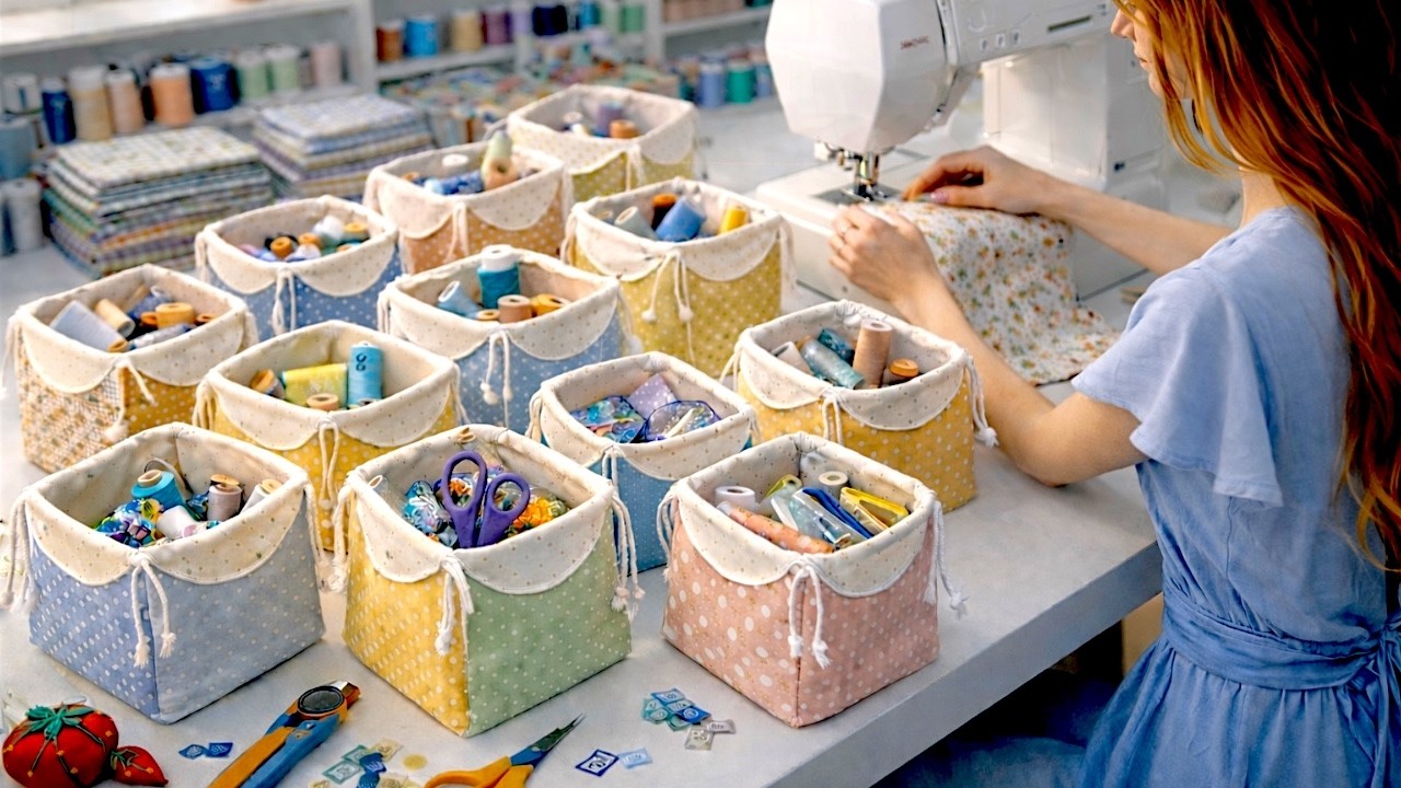💥🌟Я превращаю обрезки ткани в эту красивую корзину ✂️ Простой швейный проект ♻️🧵