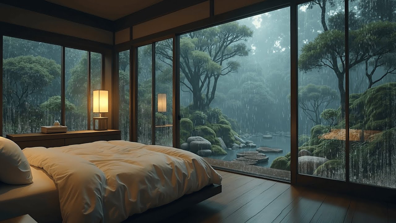 Peaceful Bedroom Overlooking the Forest | Calming Music for Better Sleep