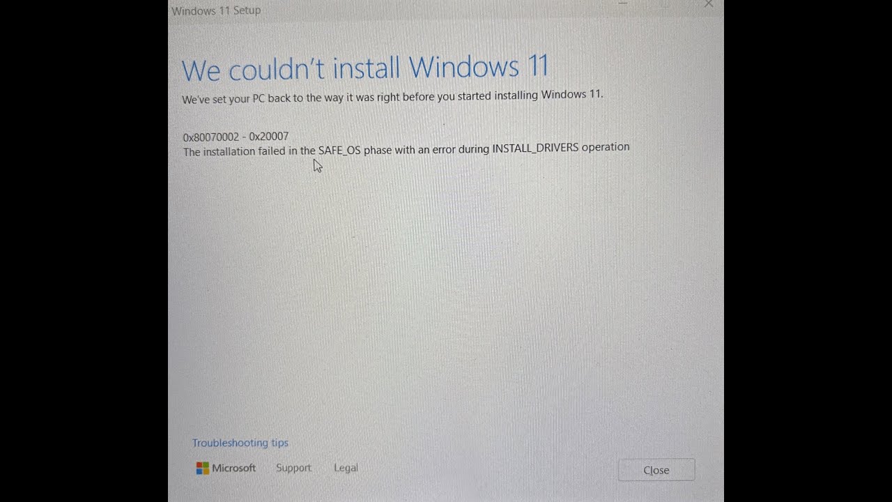 Как исправить ошибку установки 0x80070002 - 0x20007 в Windows 11