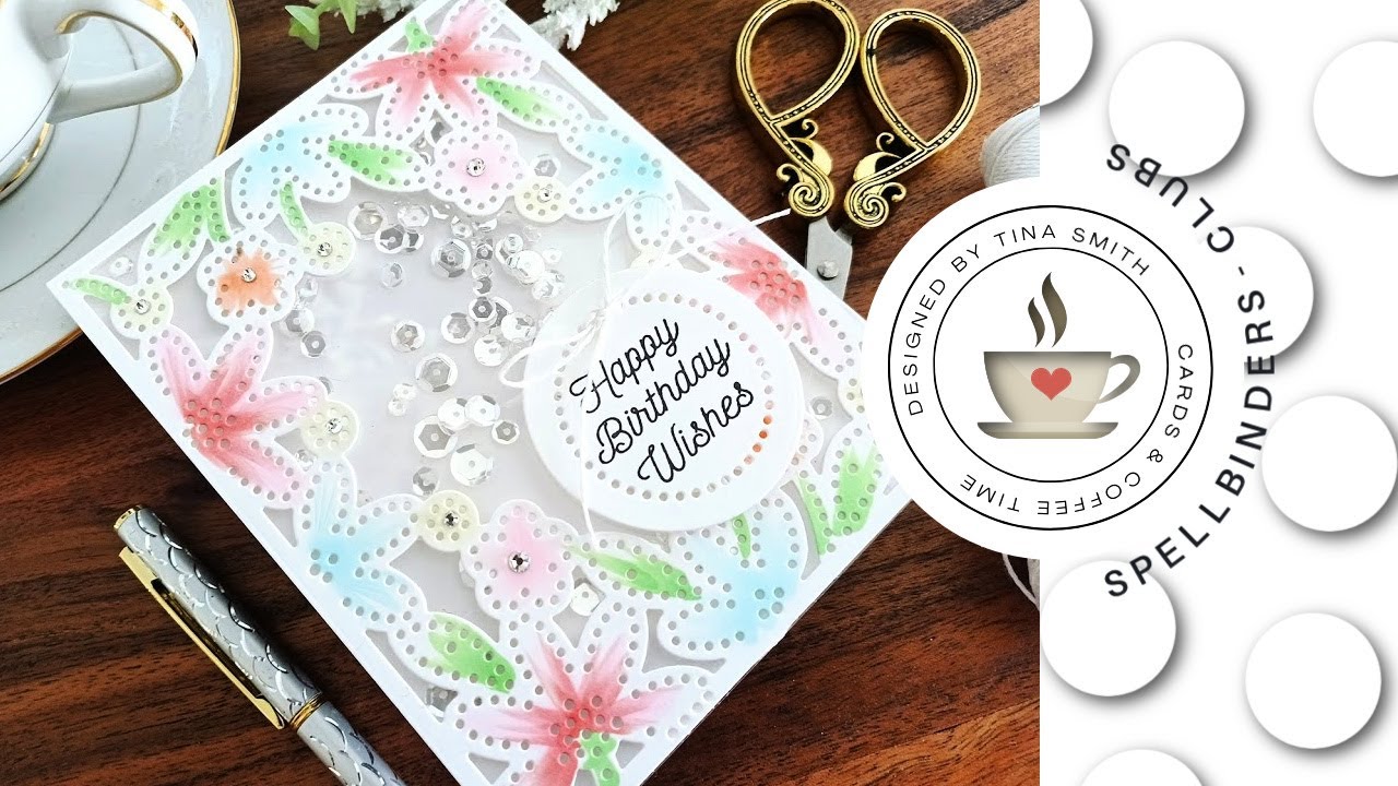 Spellbinders | Large Die of the Month Club May 2021 |  Stitched Card Front, Border & Flower