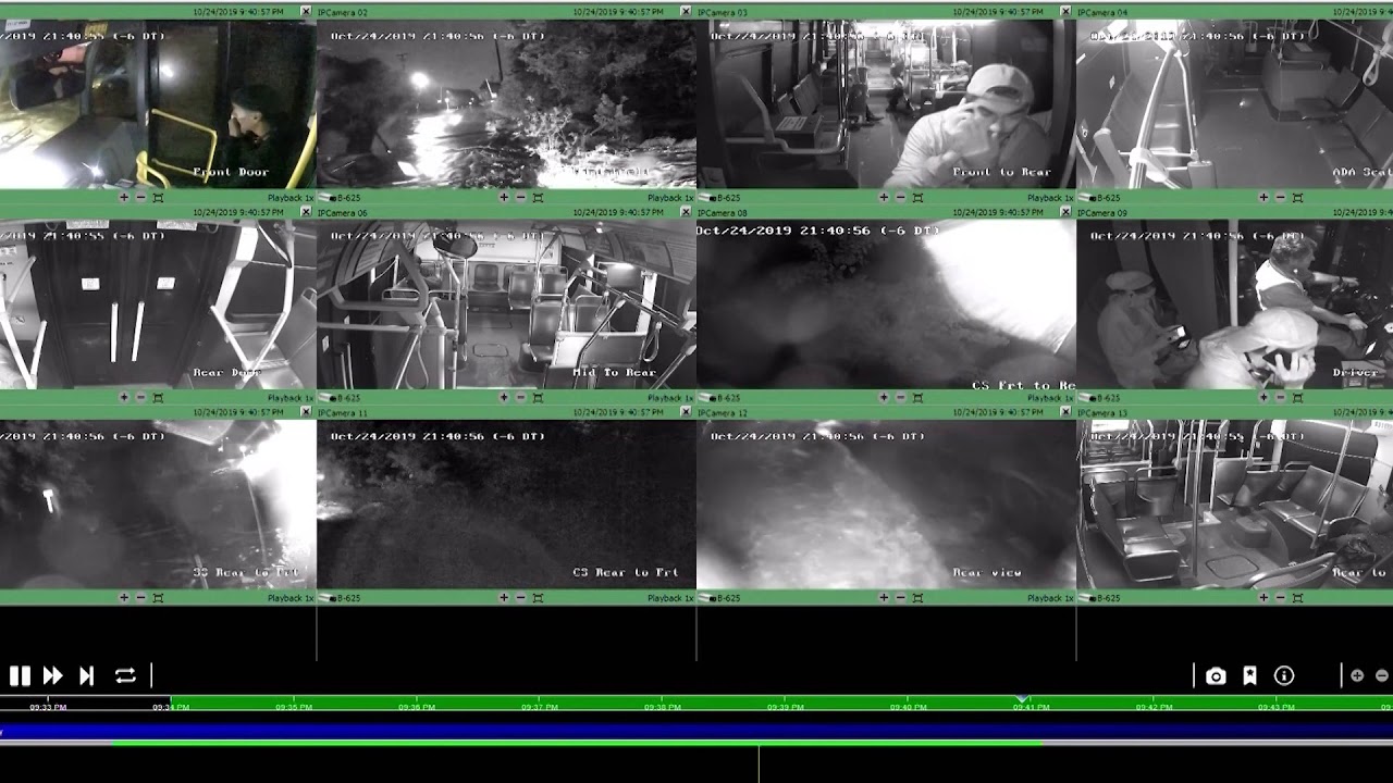 VIA bus cameras capture moment bus drives into high water