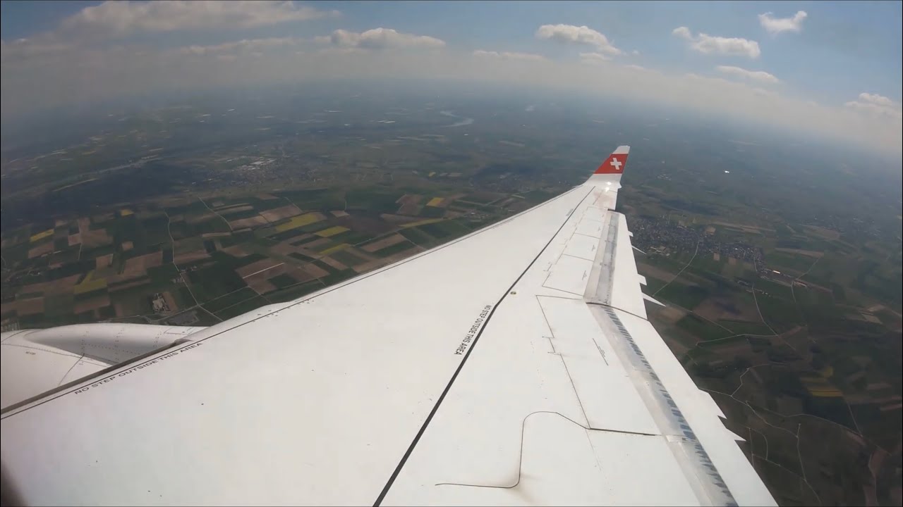 Swiss Airbus A220-300 fast turbulent approach towards Frankfurt I 4K60