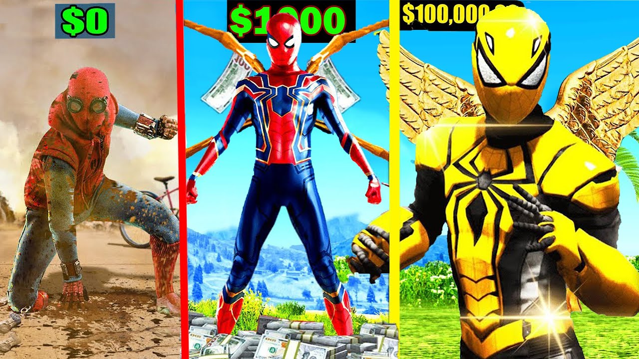 UPGRADING POOR SPIDERMAN TO RICH GOD SPIDERMAN IN GTA 5