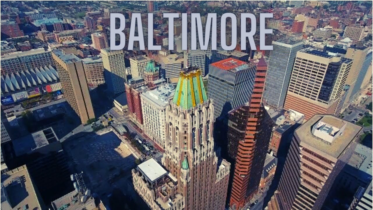 Baltimore Downtown Maryland 4k Drone Footage