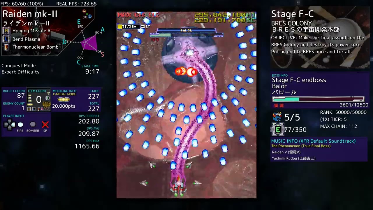 Xeno Fighters R: Stage F-C Conquest Expert 1CC (Raiden mk-II)