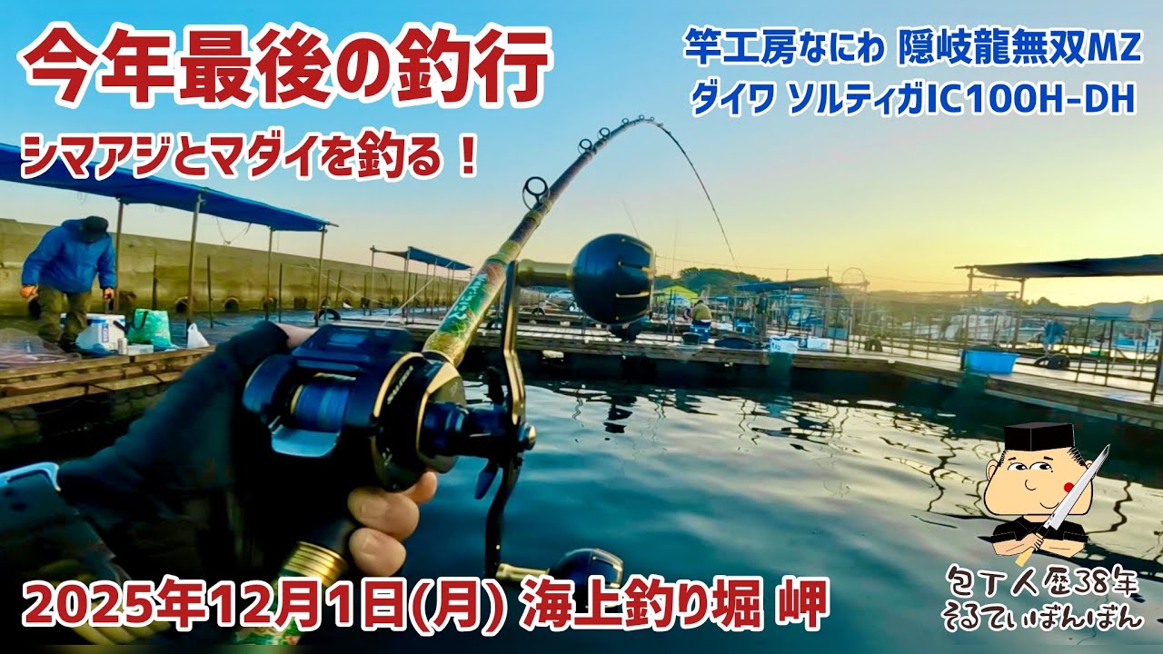 #359【今年最後の釣行は海上釣り堀 岬】竿工房なにわ隠岐龍無双MZとダイワ ソルティガIC100H-DHでシマアジとマダイを釣る！