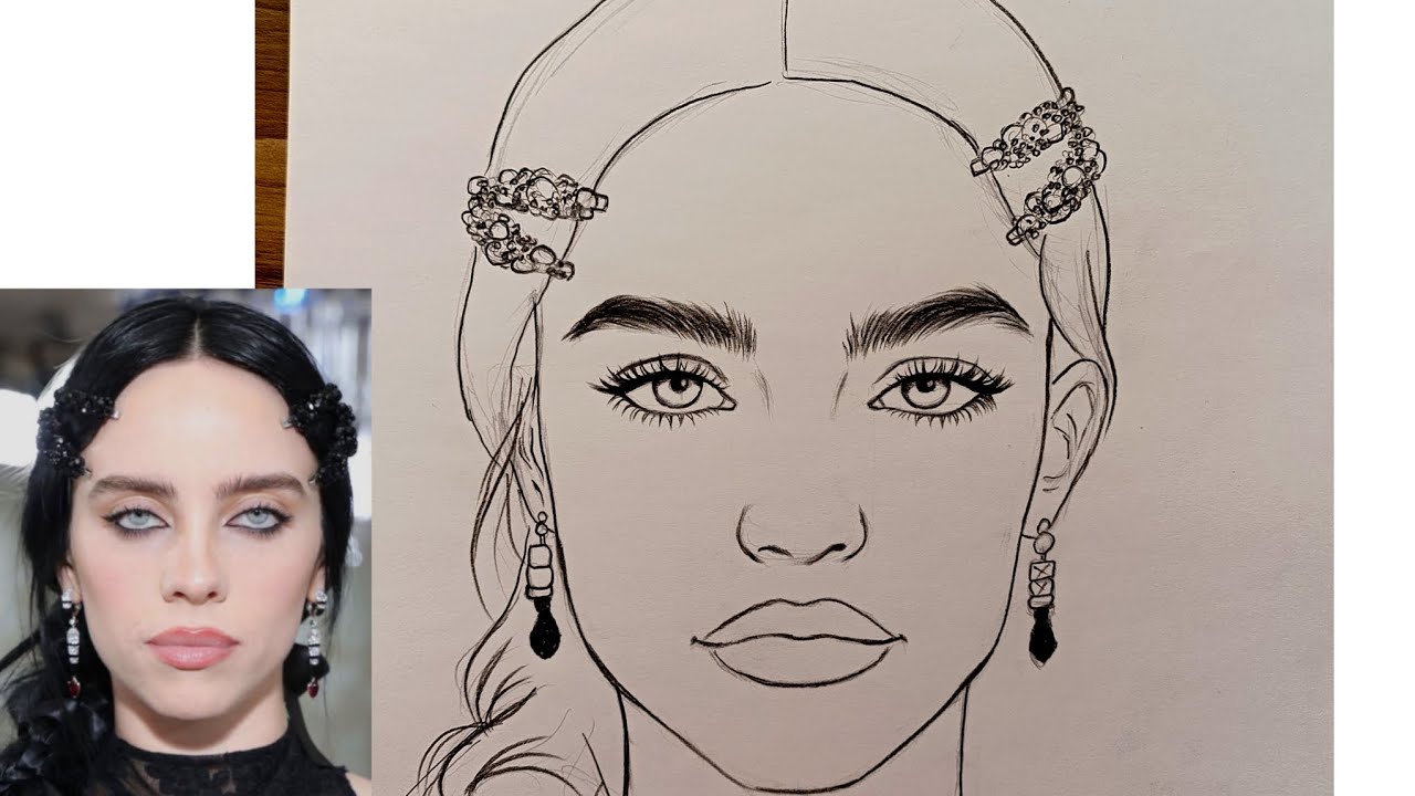 How to Draw Billie Eilish – Easy Line Art Portrait | Step by Step Beginner Tutorial