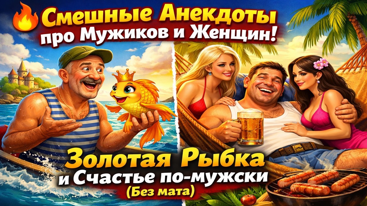 🔥 Смешные Анекдоты про Мужиков и Женщин! Золотая Рыбка и Счастье по мужски Без мата