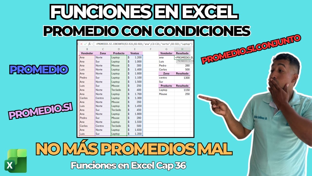 Cómo Usar PROMEDIO, PROMEDIO SI y PROMEDIO SI CONJUNTO en Excel Cap 36 #sepamosexcel #excelsepamos