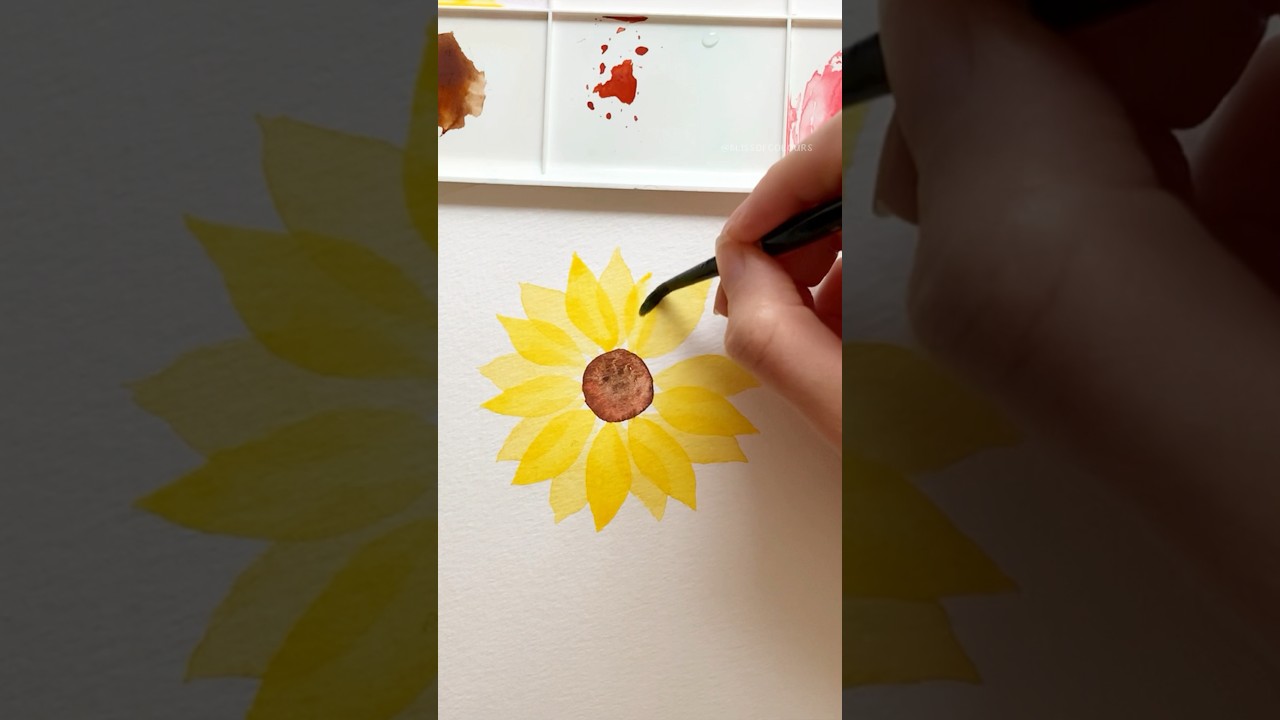 Easy watercolour sunflower painting 🌻 