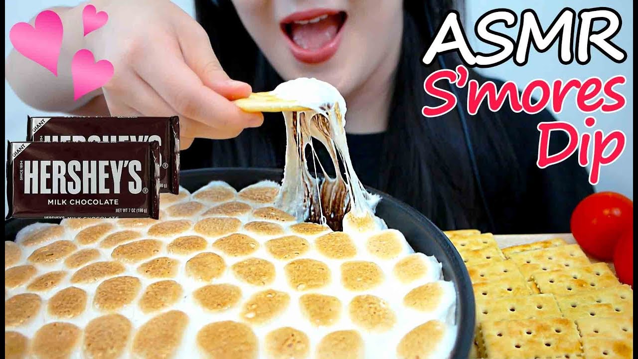 마쉬멜로우 스모어딥 리얼사운드 먹방 ASMR Sticky S'mores Dip Marshmallows (Eating Sounds) No Talking