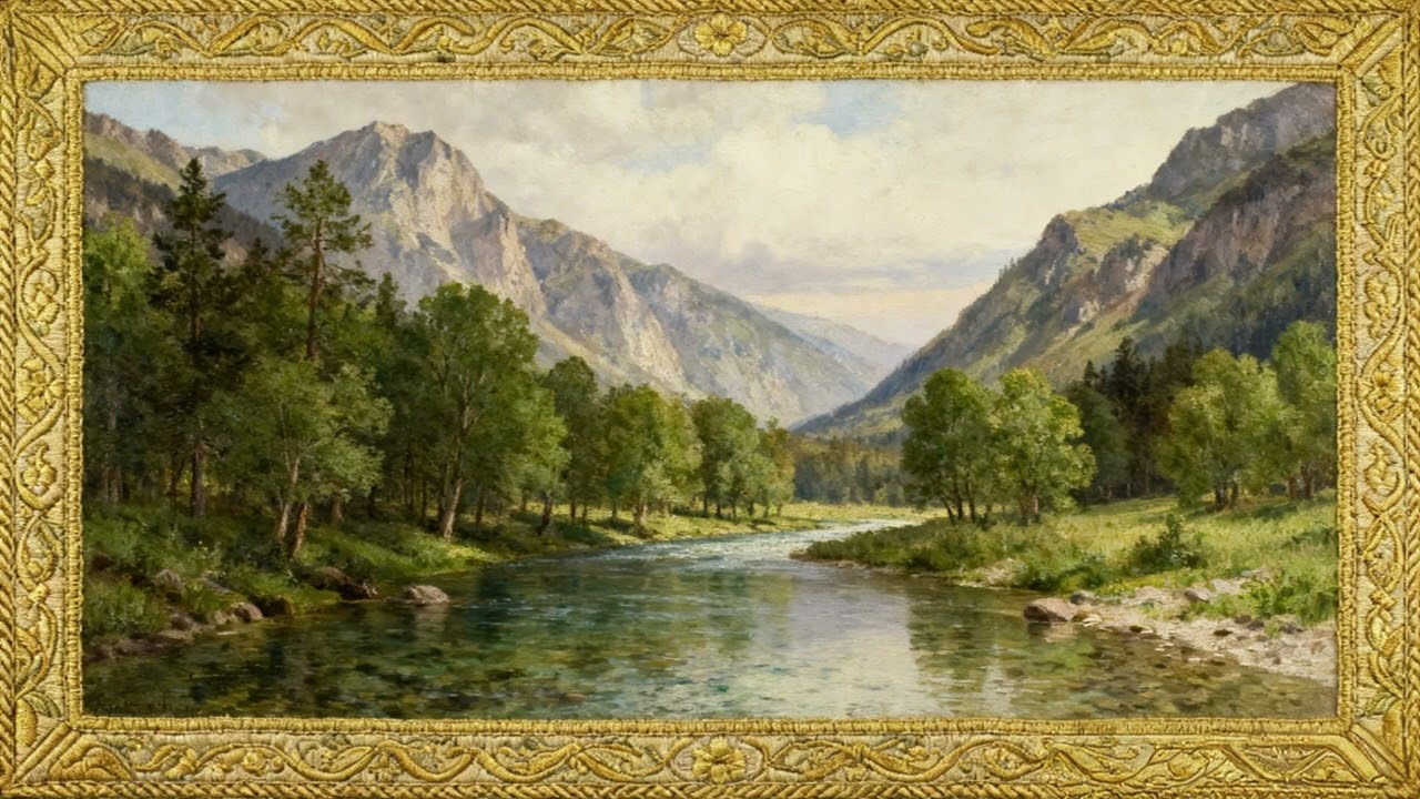 4K Frame TV Art | Relaxing Painting Golden | Forest in Spring