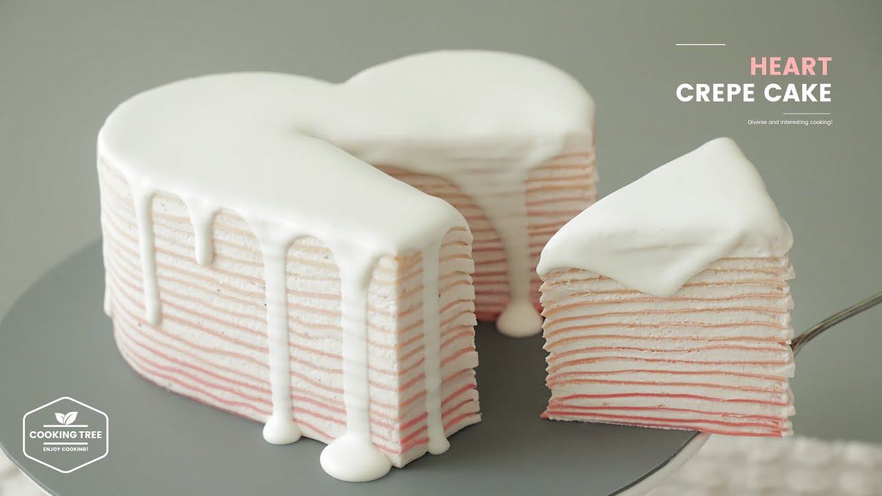 하트💕 크레이프 케이크 만들기 : Heart Crepe Cake Recipe | Cooking tree