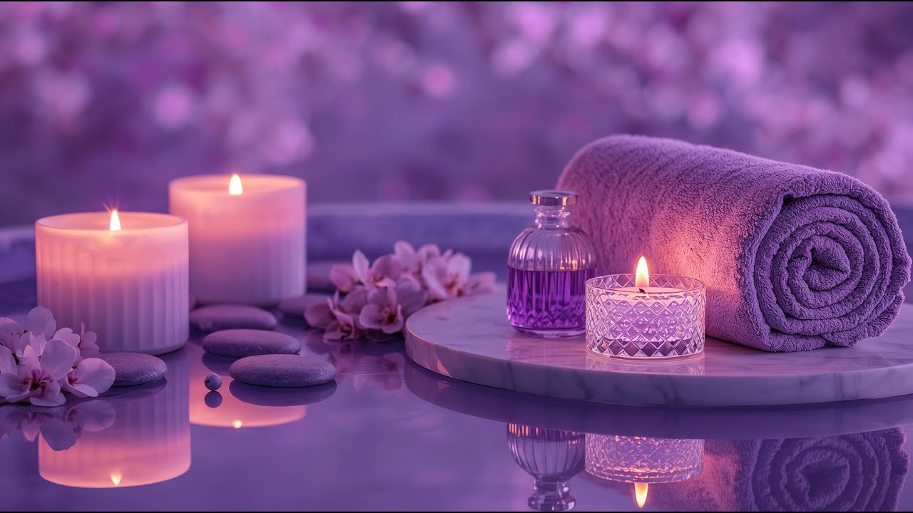 Lavender Spa Ambience – Relaxing Music & Candlelight for Stress Relief