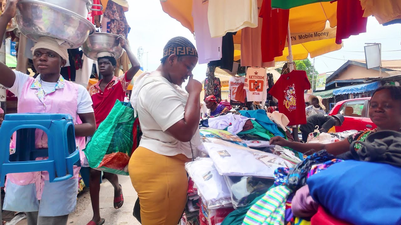 4K BIG AFRICA STREET MARKET WALK GHANA ACCRA MAKOLA