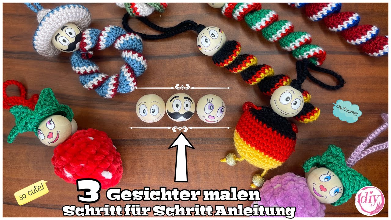 3 GESICHTER MALEN | Schritt für Schritt | Acrylstifte | für Sorgenwürmchen & Glückswürmchen