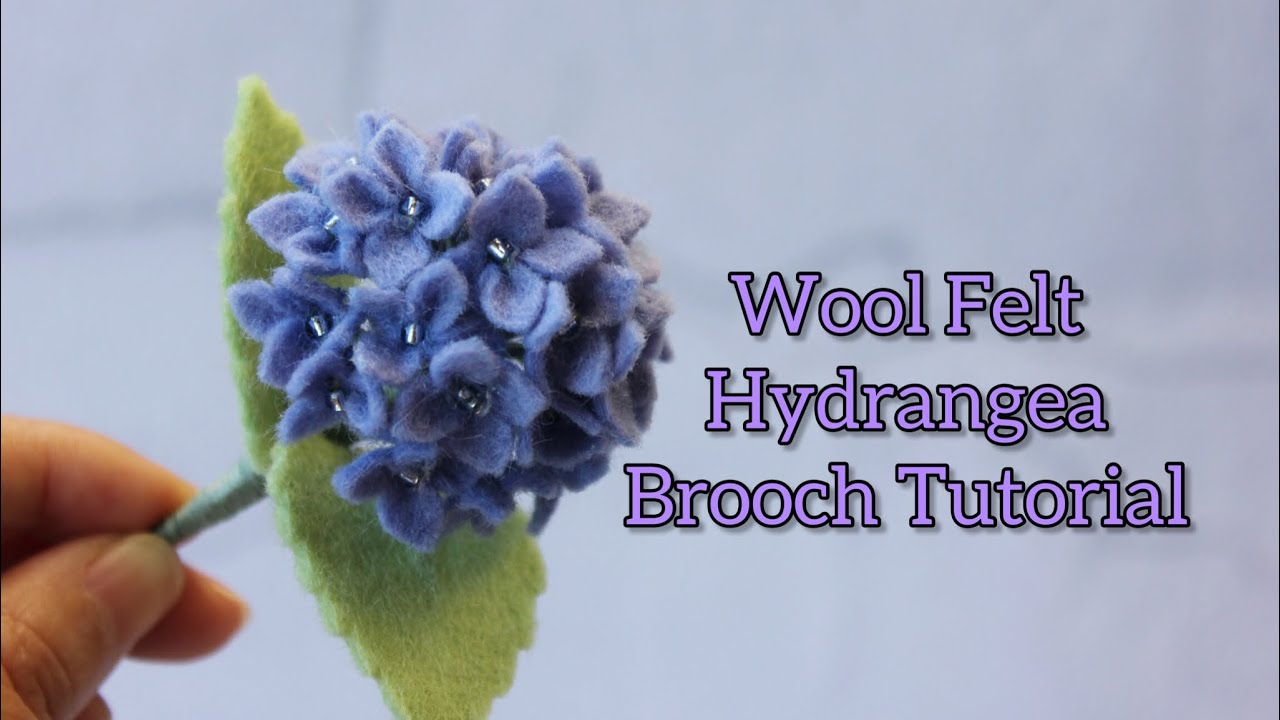 Felt hydrangea brooch tutorial | How to make felt flower