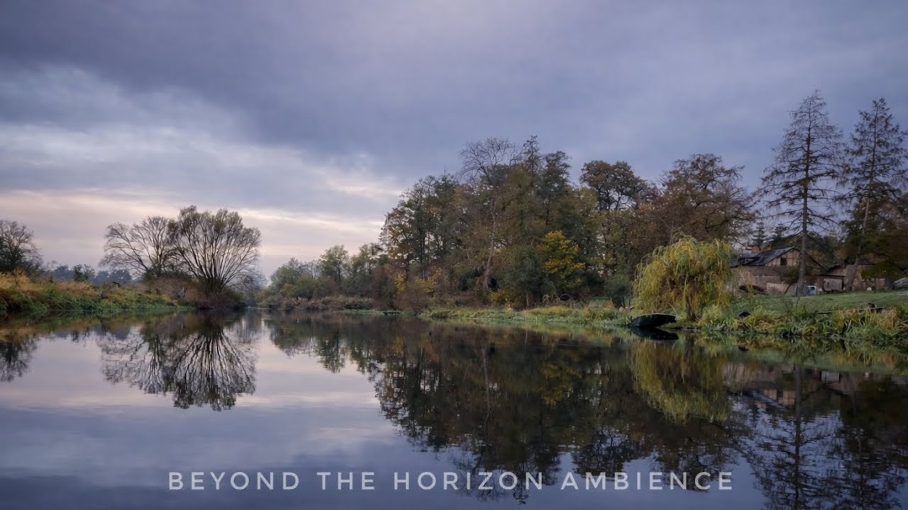 Autumn kayak POV on a misty river in Germany