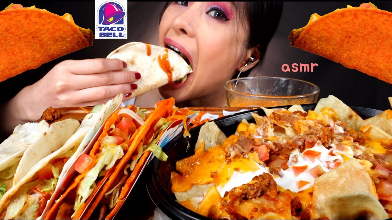 ASMR EATING TACO BELL | NACHO BELLGRANDE, DORITOS TACOS, SOFT TACO SUPREME MUKBANG
